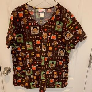 Brown Thanksgiving Scrub top